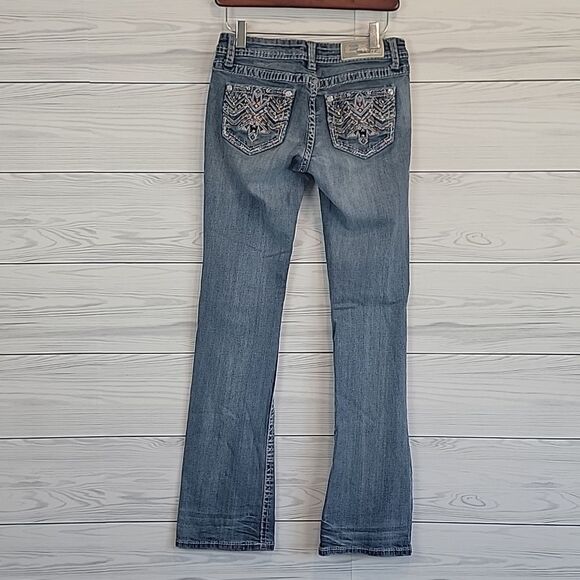 Grace in LA Light Blue Embroidered Bootcut Womens Size Waist 28 (Runs Small) - Picture 10 of 16